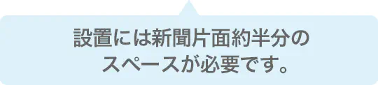 設置には新聞片面約半分のスペースが必要です。